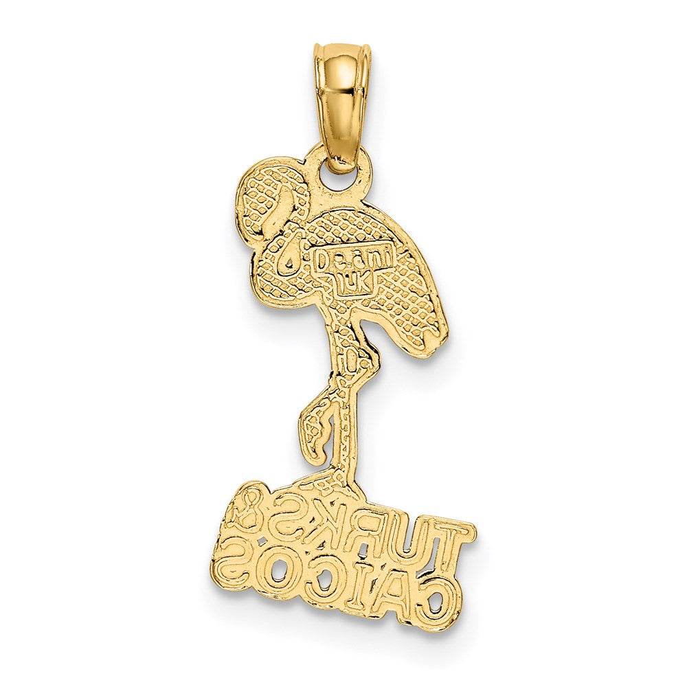 14k Yellow Gold 4.7 mm TURKS AND CAICOS Flamingo Charm (0.9 grams)
