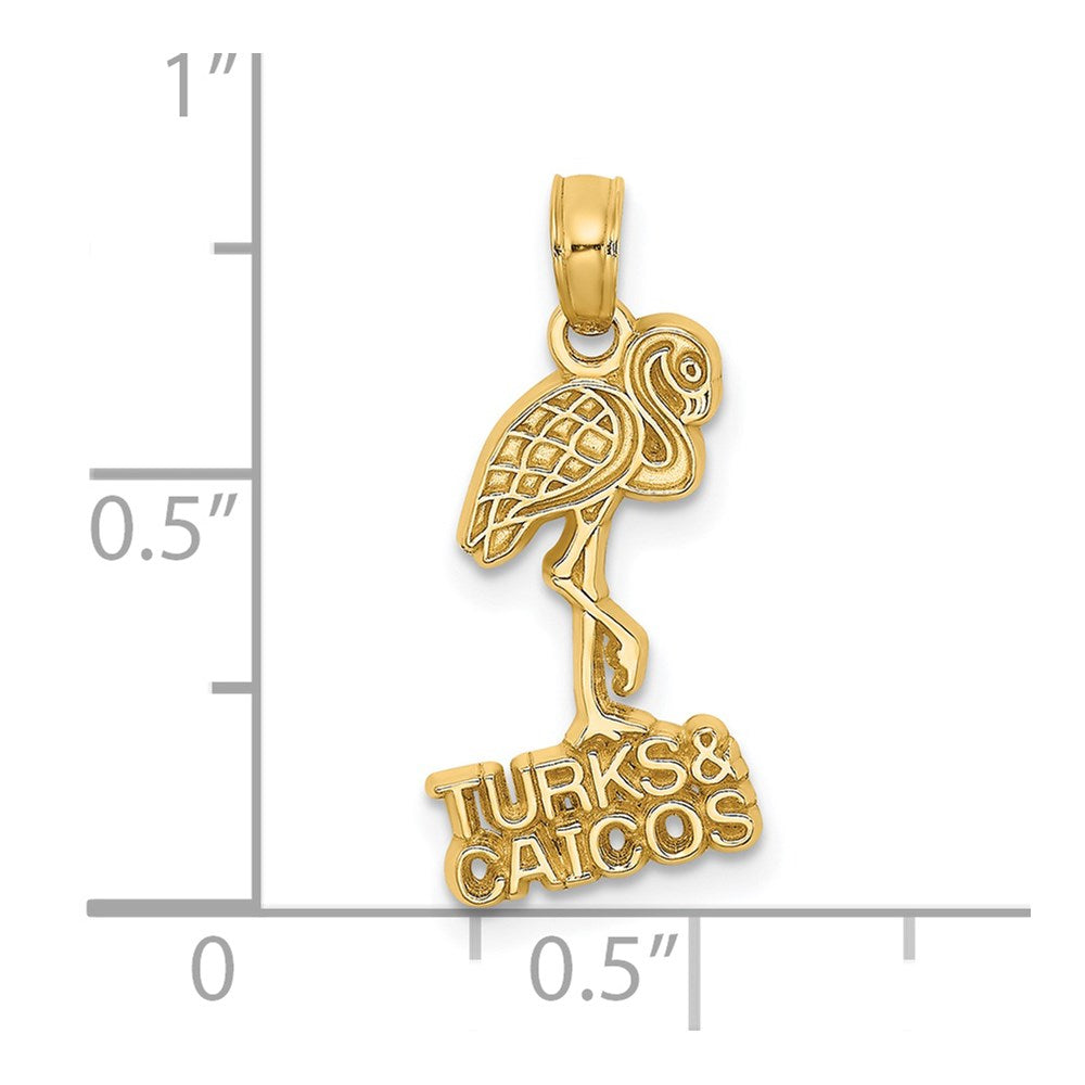 14k Yellow Gold 4.7 mm TURKS AND CAICOS Flamingo Charm (0.9 grams)