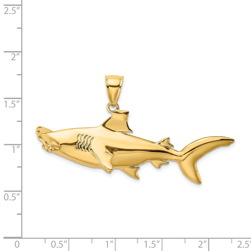 14k Yellow Gold 51.75 mm rhead Shark Charm (11.78 grams)