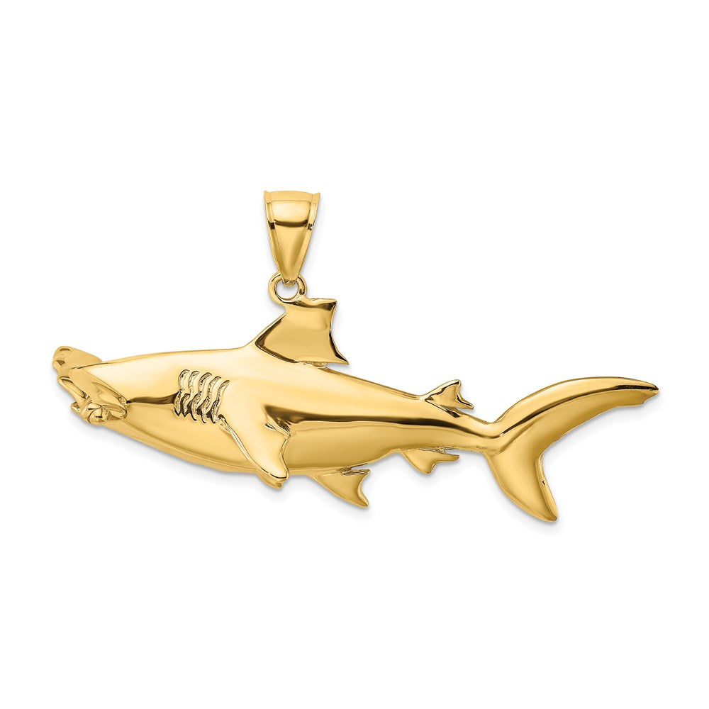 14k Yellow Gold 51.75 mm rhead Shark Charm (11.78 grams)
