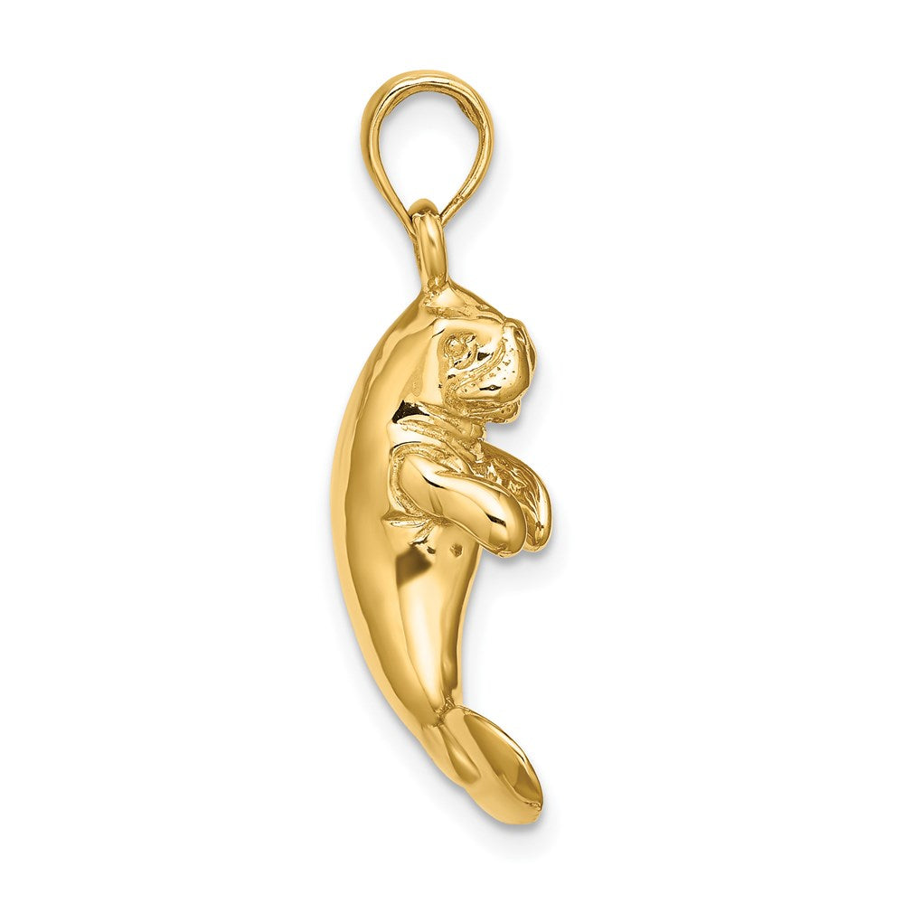 14k Yellow Gold 7.4 mm 3-D Polished Manatee Charm (4.64 grams)