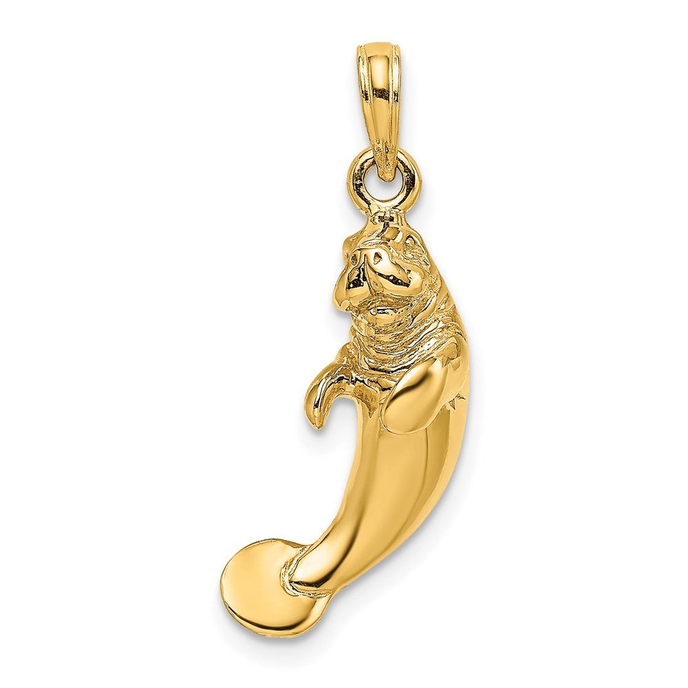 14k Yellow Gold 7.4 mm 3-D Polished Manatee Charm (4.64 grams)