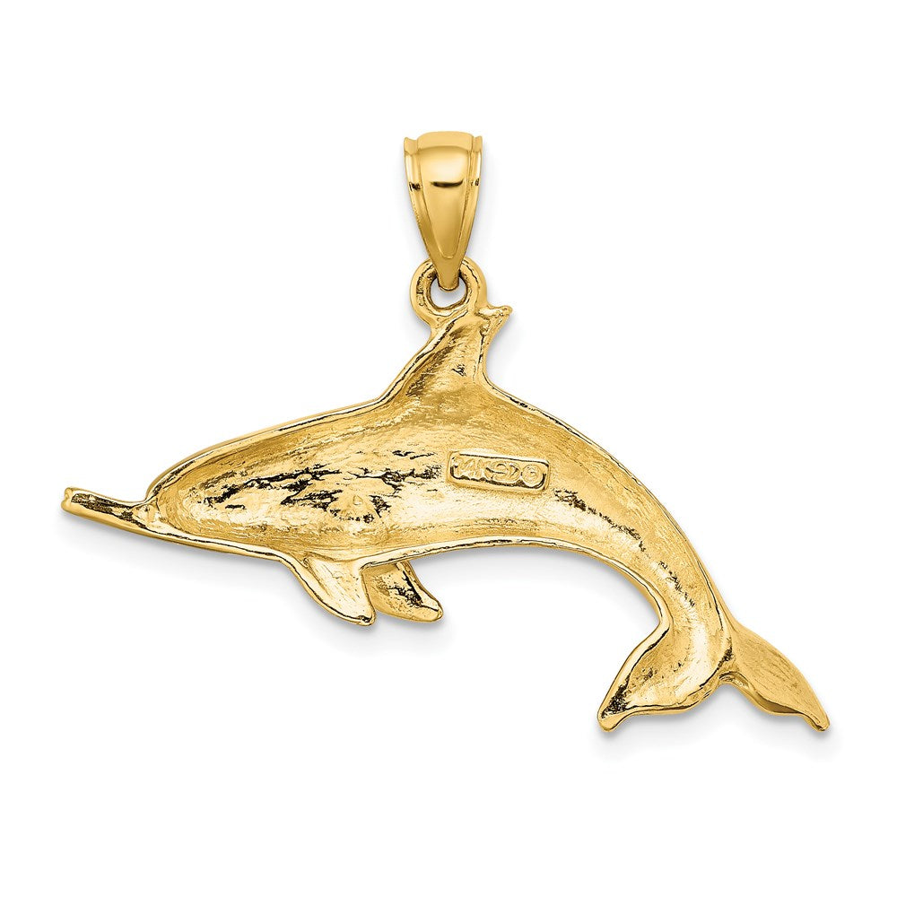 14k Yellow Gold 35.5 mm ng Dolphin Charm (3.97 grams)