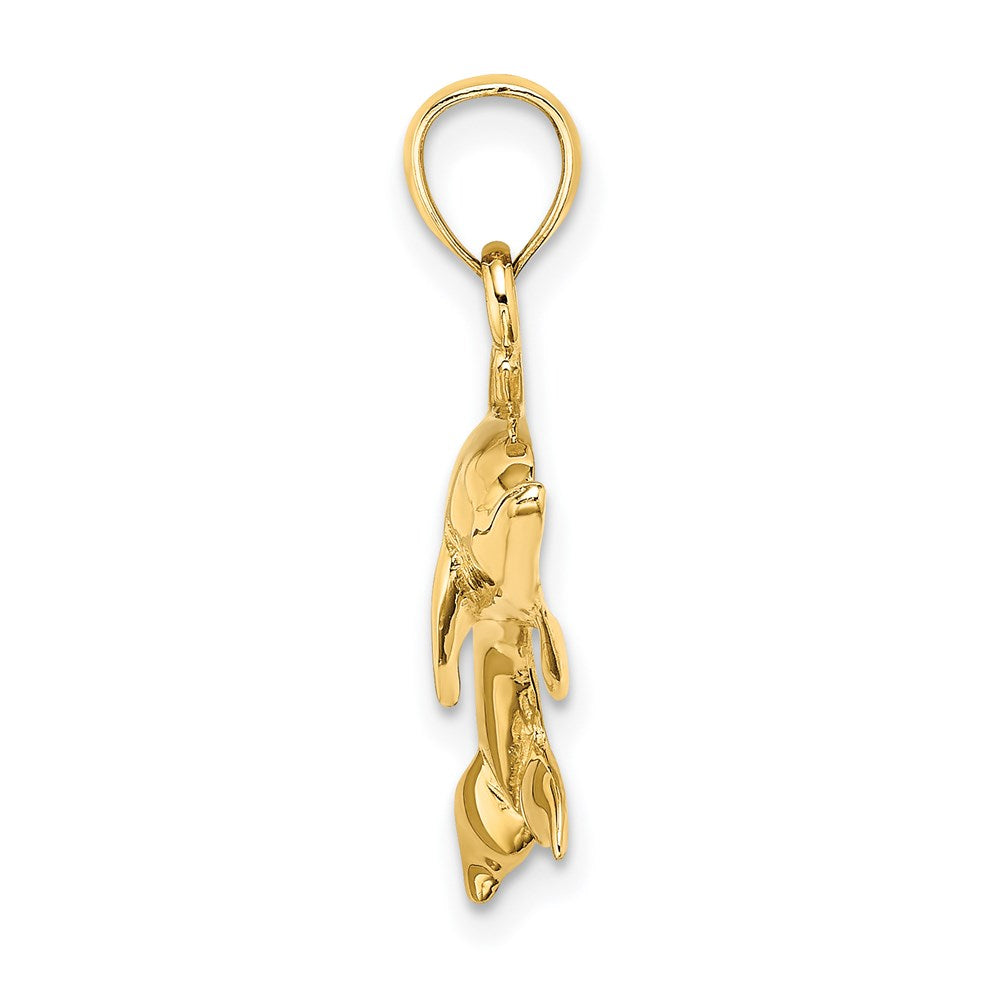 14k Yellow Gold 29.7 mm ng Dolphin Charm (2.56 grams)