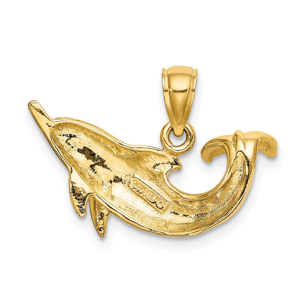 14k Yellow Gold 24.7 mm Polished Dolphin Charm (2.79 grams)