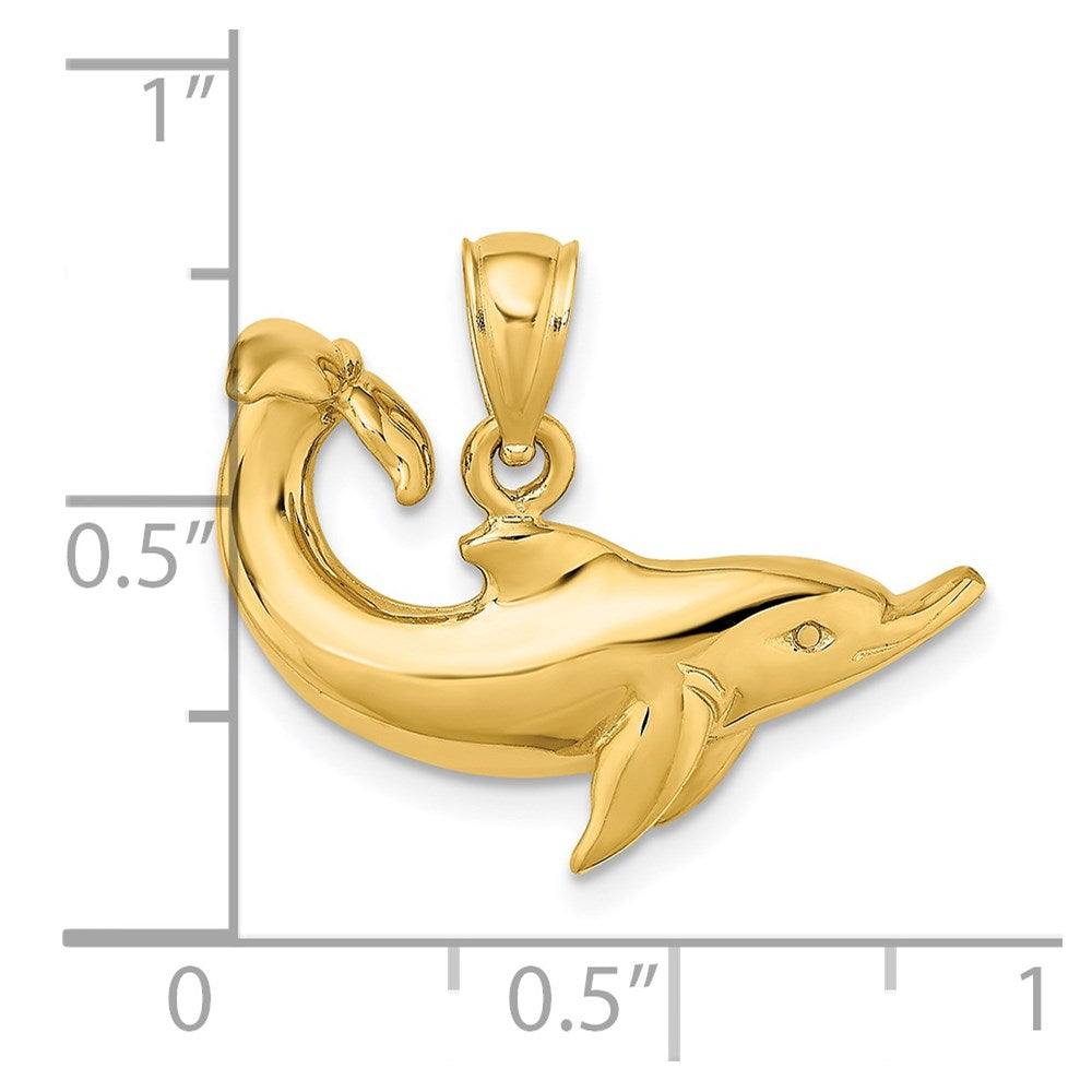 14k Yellow Gold 24.7 mm Polished Dolphin Charm (2.79 grams)