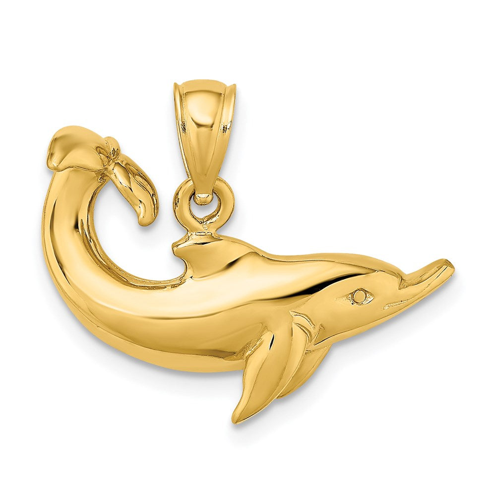 14k Yellow Gold 24.7 mm Polished Dolphin Charm (2.79 grams)