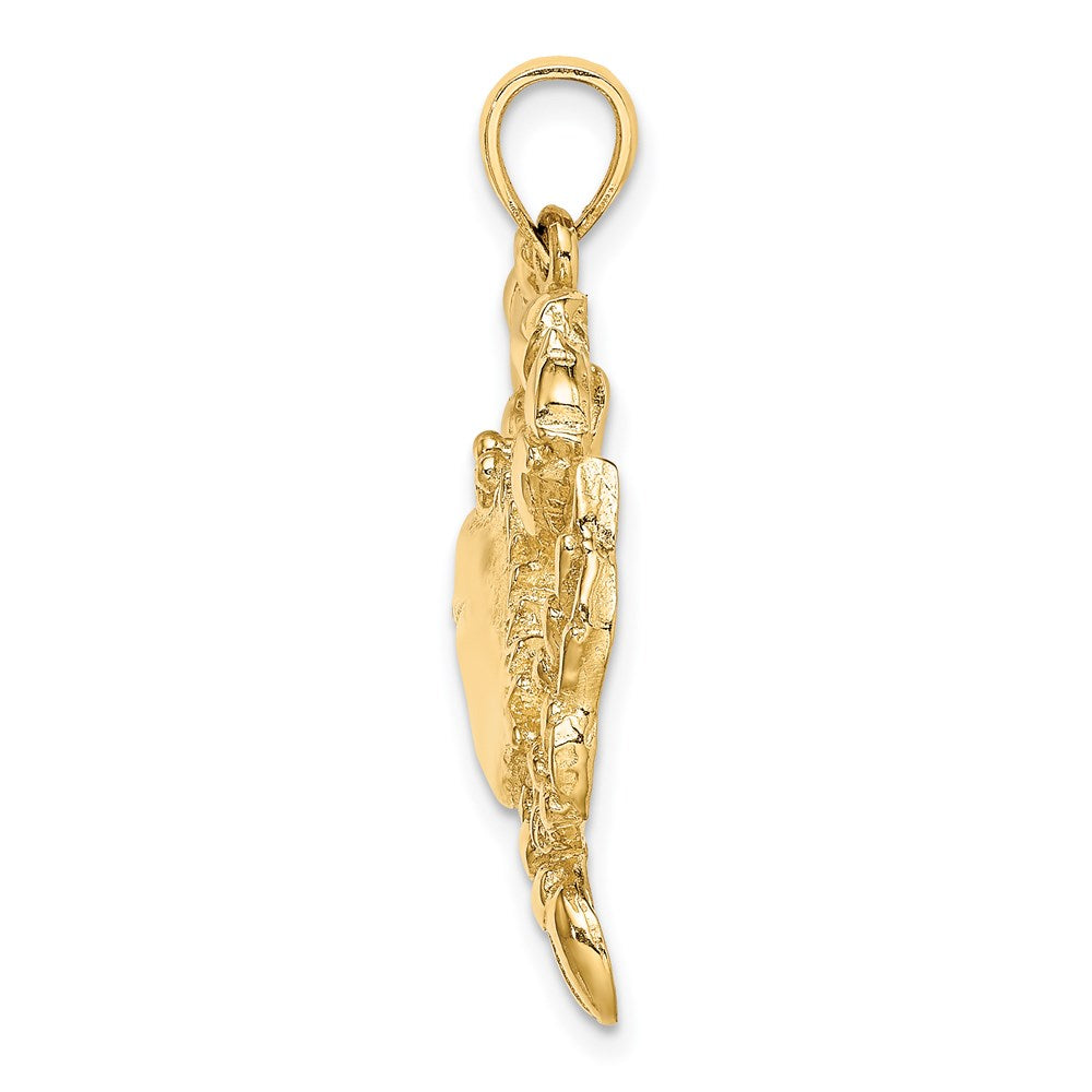14k Yellow Gold 23.9 mm Blue Crab Charm (6.71 grams)