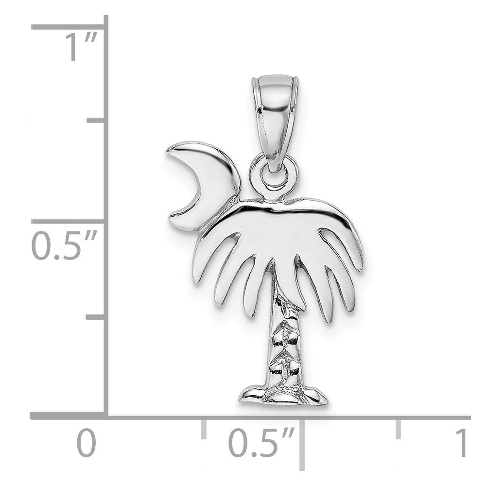 14k White Gold 13.12 mm  Polished Charleston Palm Tree Charm (1.51 grams)