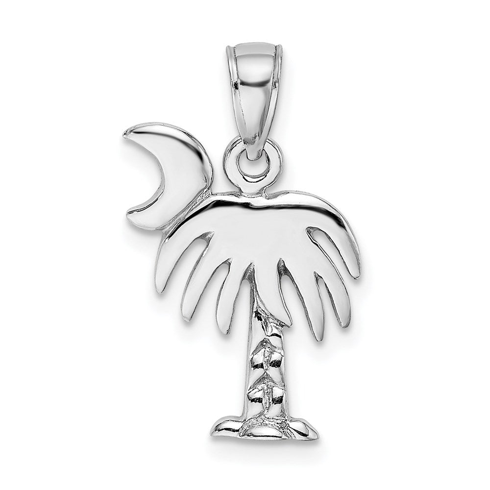 14k White Gold 13.12 mm  Polished Charleston Palm Tree Charm (1.51 grams)