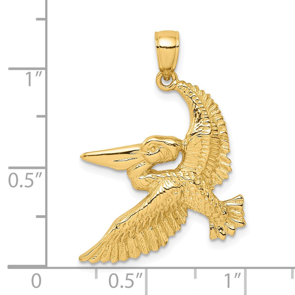14k Yellow Gold 24.2 mm Flying Pelican Charm (3.74 grams)