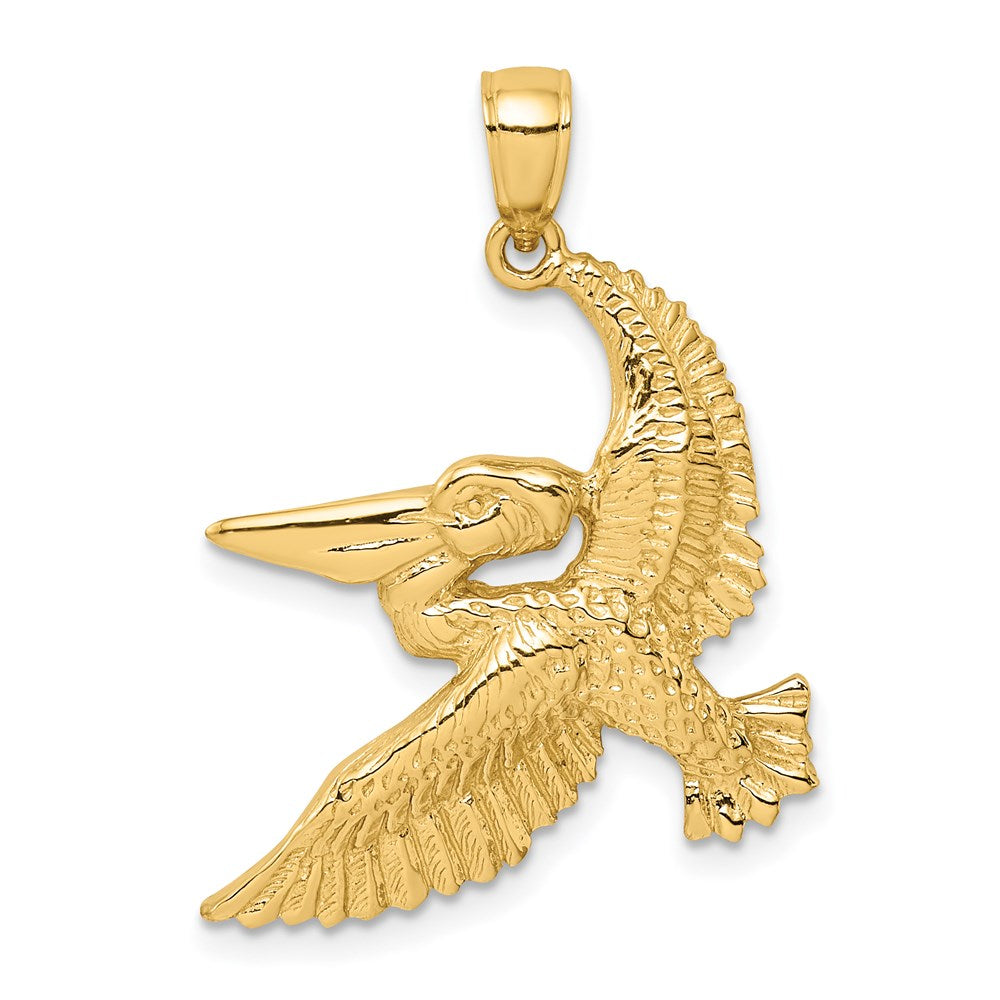 14k Yellow Gold 24.2 mm Flying Pelican Charm (3.74 grams)