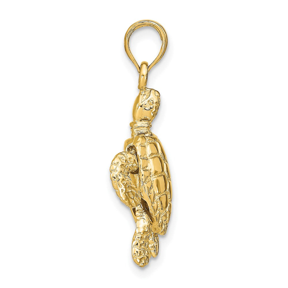 14k Yellow Gold 16 mm 3-D Sea Turtle with Moveable Head and Legs Charm (4.27 grams)