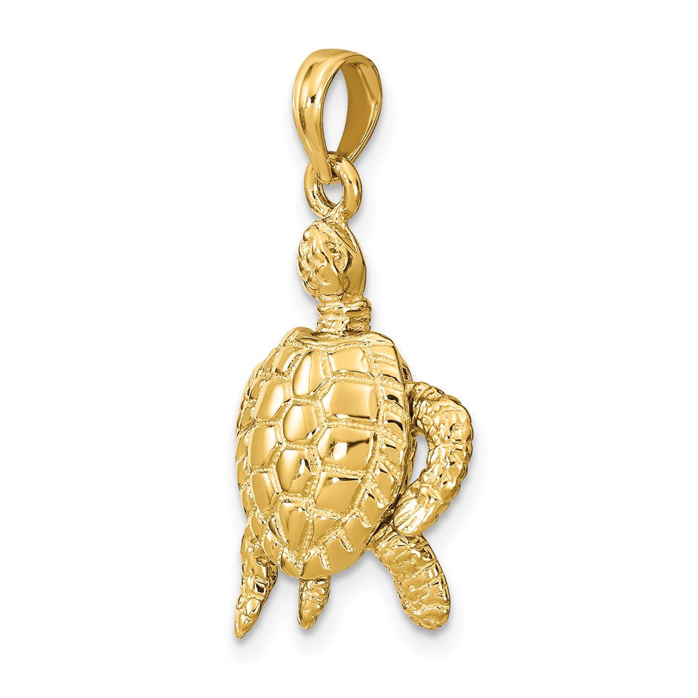 14k Yellow Gold 16 mm 3-D Sea Turtle with Moveable Head and Legs Charm (4.27 grams)