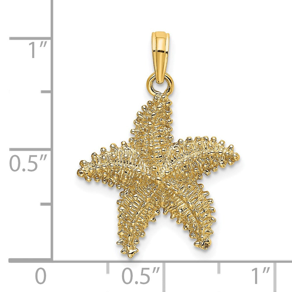 14k Yellow Gold 19.9 mm Beaded Textured Starfish Charm (2.96 grams)