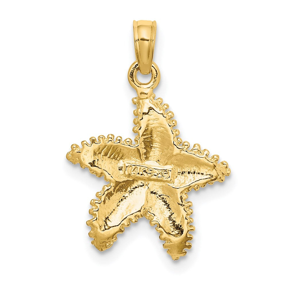 14k Yellow Gold 15.5 mm Beaded Textured Starfish Charm (1.88 grams)