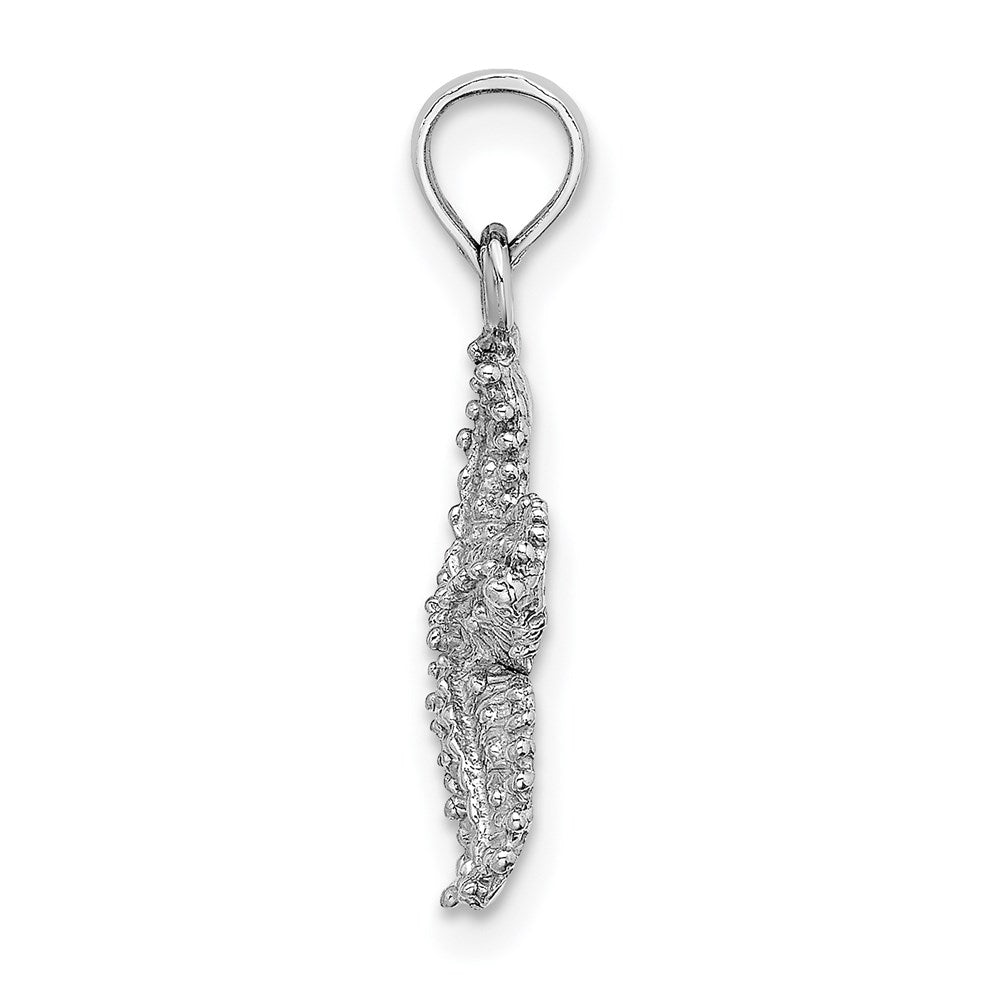 14k White Gold 15.5 mm  Beaded Textured Starfish Charm (1.85 grams)