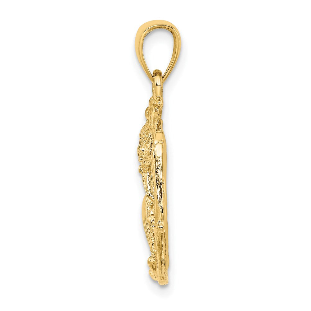 14k Yellow Gold 20.9 mm Shell Cluster In Circle Charm (2.85 grams)