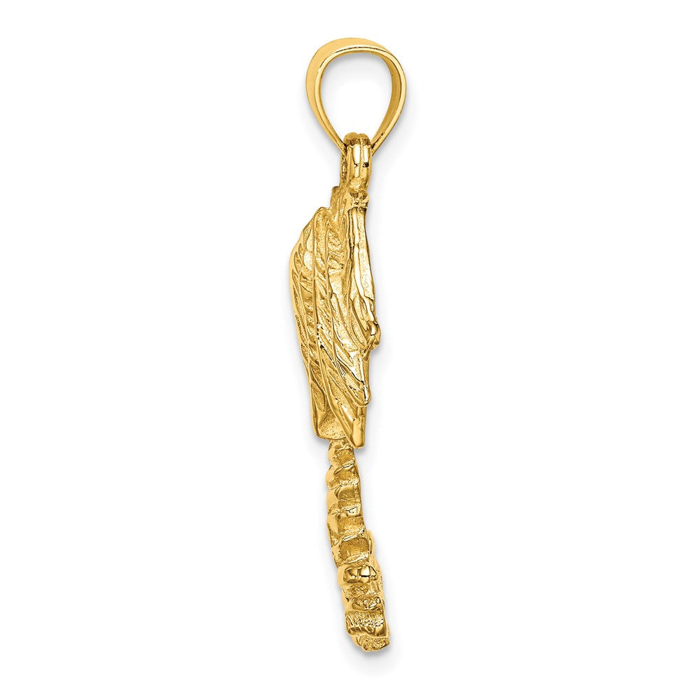 14k Yellow Gold 17.4 mm 2-D Textured Single Palm Tree Charm (3.29 grams)