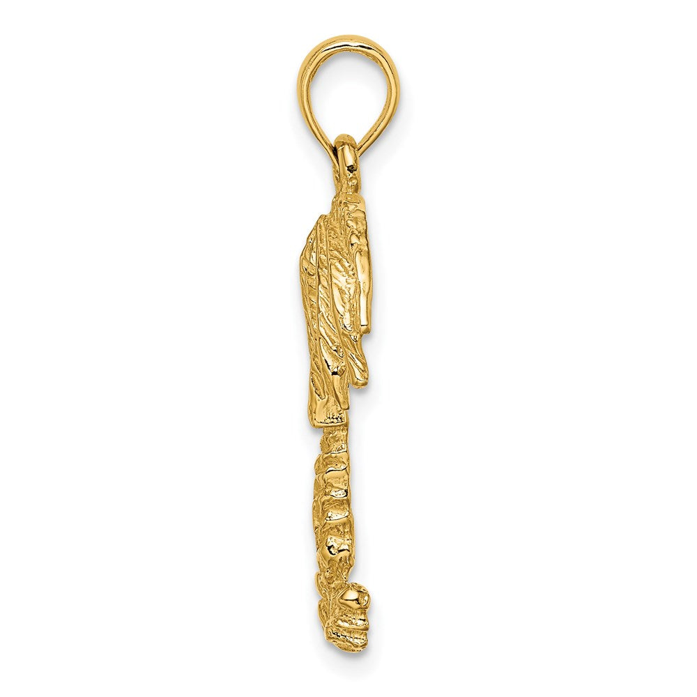 14k Yellow Gold 14.1 mm 2-D Textured Single Palm Tree Charm (2.03 grams)