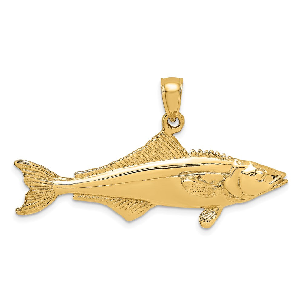 14k Yellow Gold 41.1 mm 3-D Polished Cobia Fish Charm (6.46 grams)
