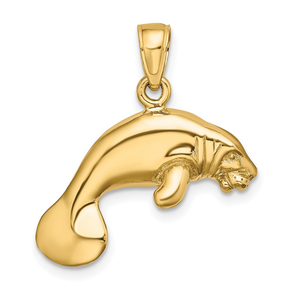 14k Yellow Gold 22.9 mm ng Manatee Charm (4.94 grams)