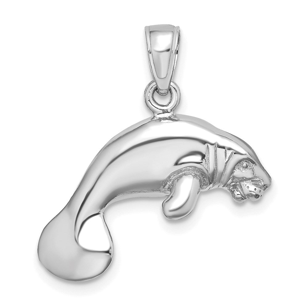 14k White Gold 22.9 mm ng Manatee Charm (4.79 grams)