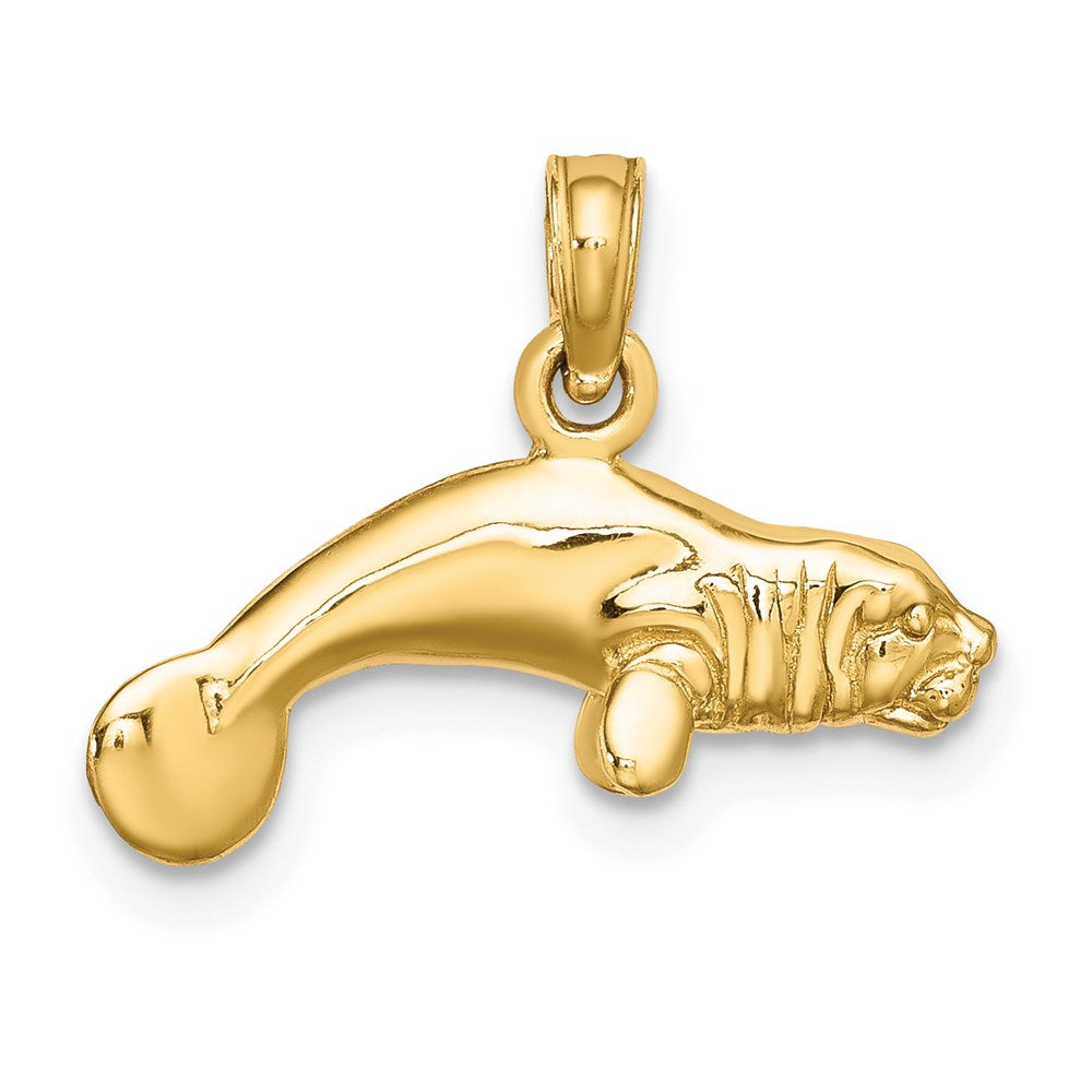 14k Yellow Gold 19.4 mm ng Manatee Charm (1.84 grams)