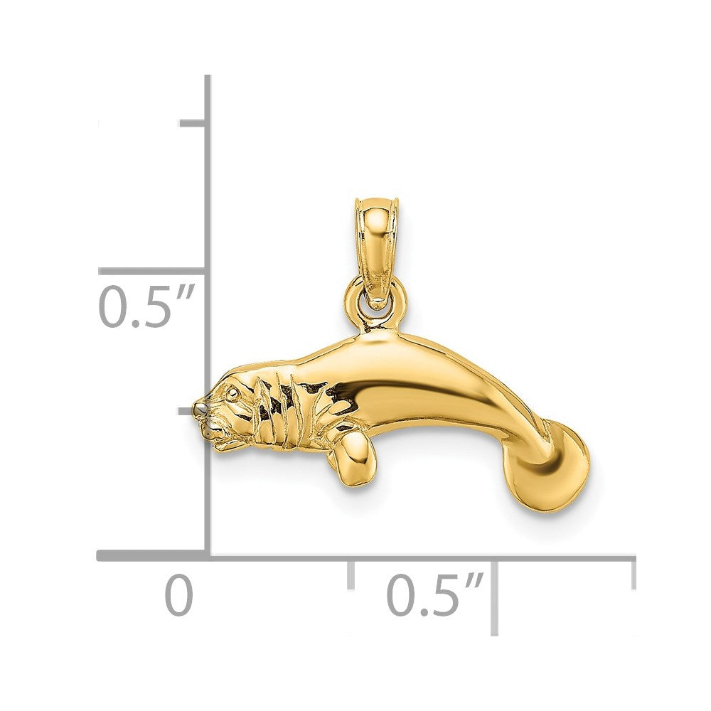 14k Yellow Gold 19.4 mm ng Manatee Charm (1.84 grams)