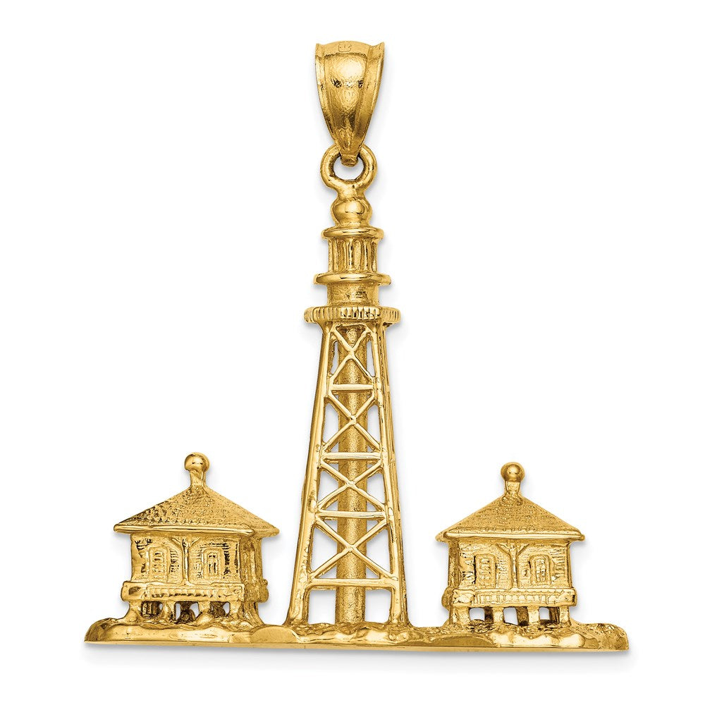 14k Yellow Gold 35.7 mm 3D SANIBEL ISLAND Lighthouse Charm (17.4 grams)