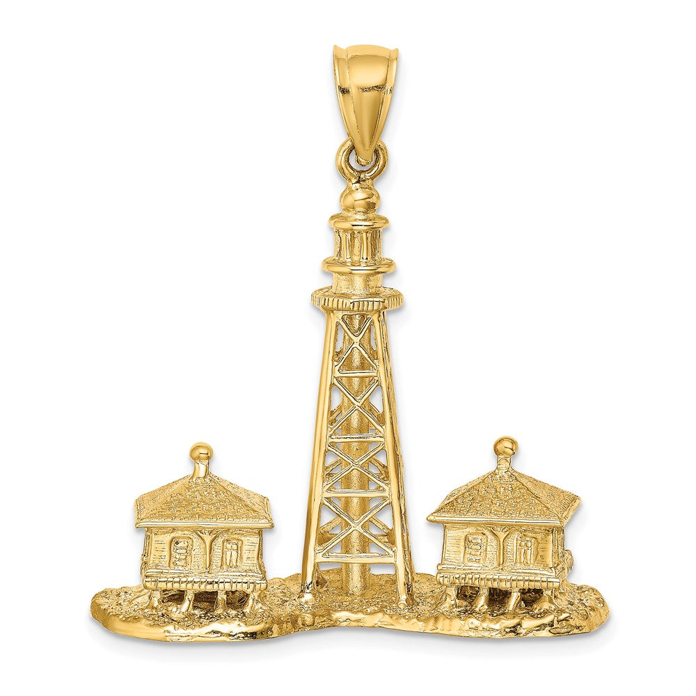 14k Yellow Gold 35.7 mm 3D SANIBEL ISLAND Lighthouse Charm (17.4 grams)