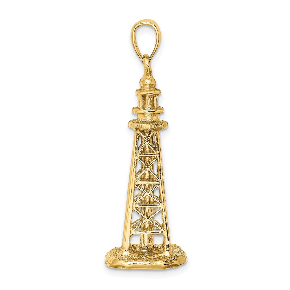 14k Yellow Gold 13.6 mm 3D SANIBEL ISLAND Lighthouse Charm (5.83 grams)