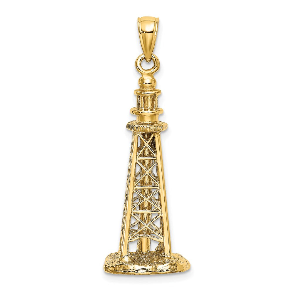 14k Yellow Gold 13.6 mm 3D SANIBEL ISLAND Lighthouse Charm (5.83 grams)