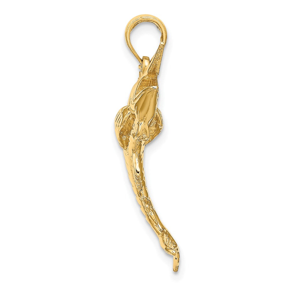 14k Yellow Gold 12.4 mm 3-D Polished BLUE MARLIN Charm (3.3 grams)