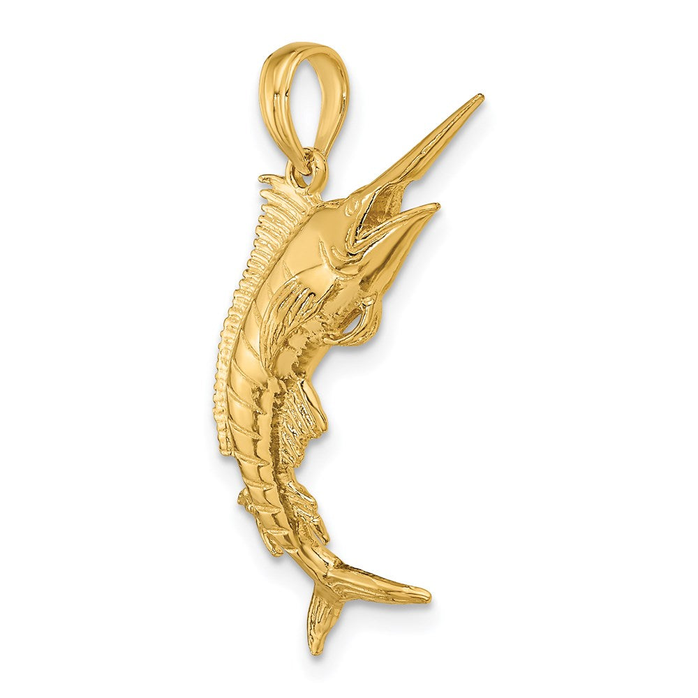14k Yellow Gold 12.4 mm 3-D Polished BLUE MARLIN Charm (3.3 grams)