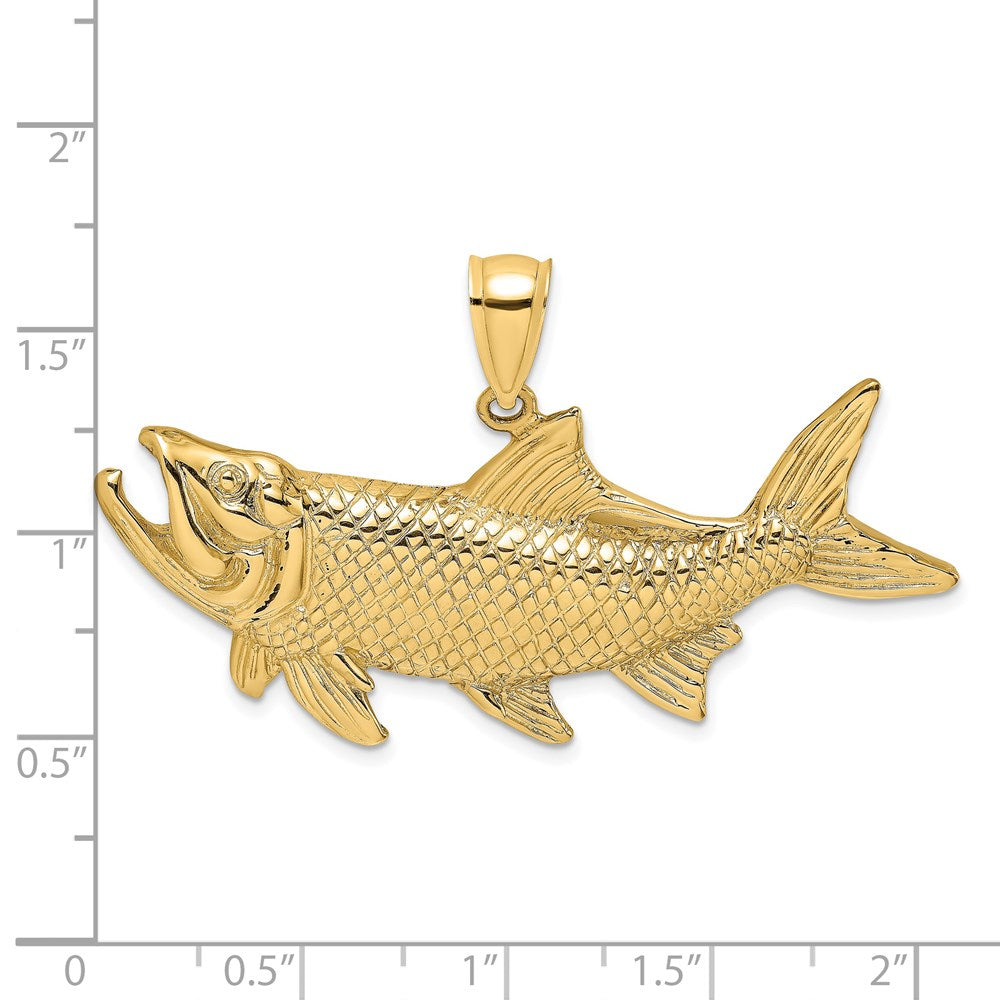 14k Yellow Gold 46.25 mm Tarpon Fish w/Open Mouth Charm (7.79 grams)