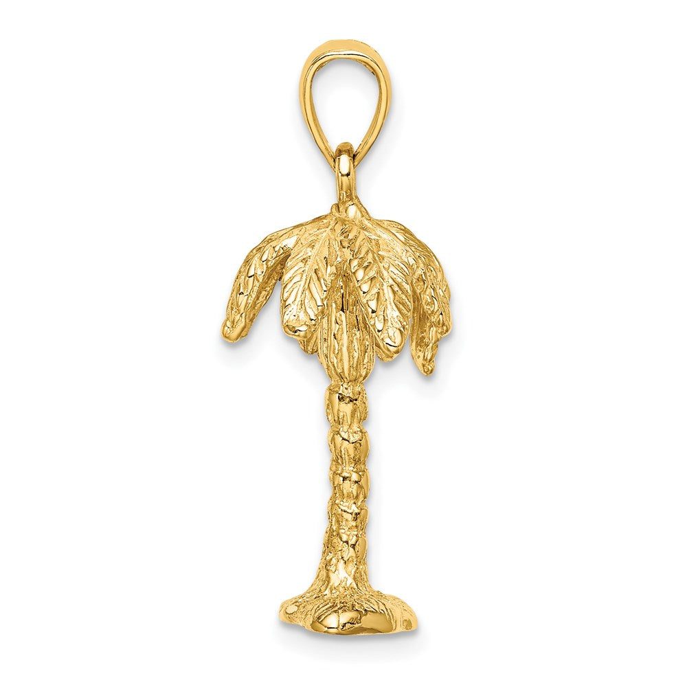 14k Yellow Gold 11.3 mm 3-D Textured Palm Tree Charm (3.52 grams)