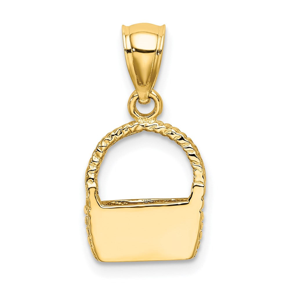 14k Yellow Gold 10.4 mm 2-D Flat Back Basket Charm (1.67 grams)