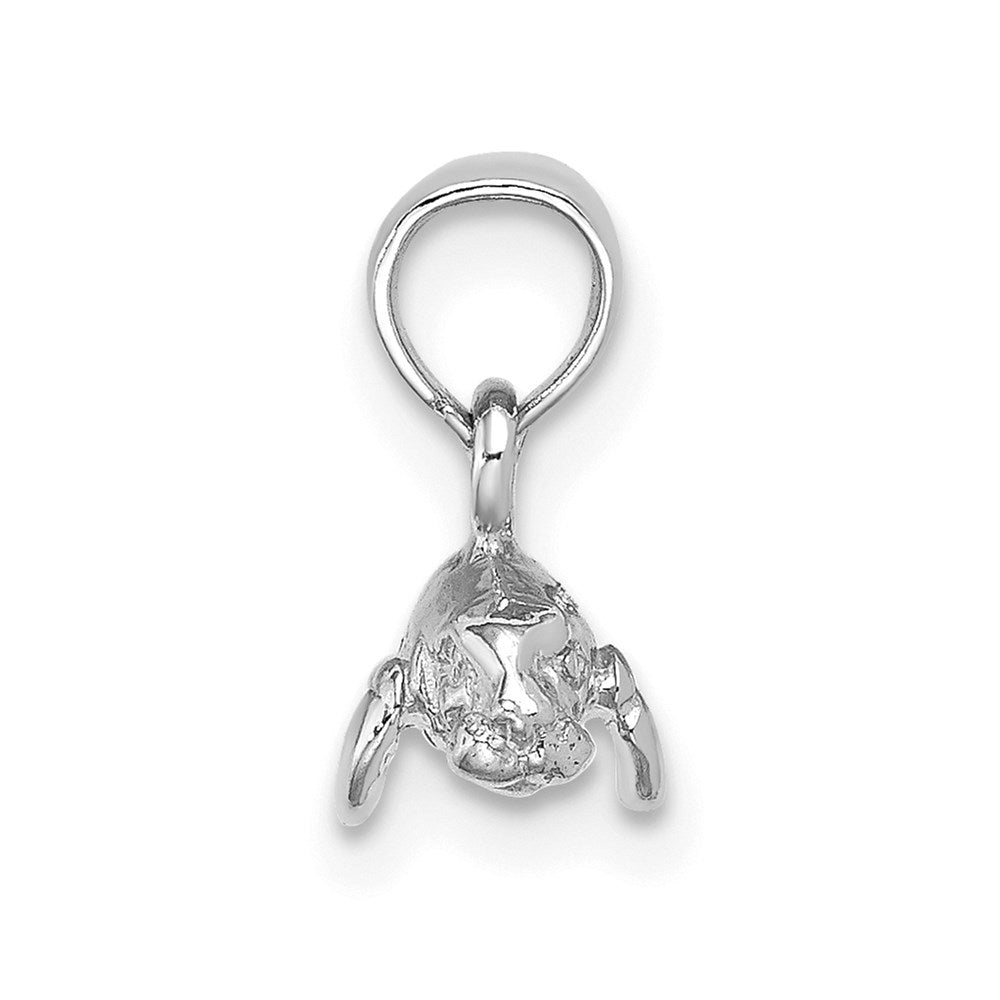 14k White Gold 12.85 mm  3-D Polished Mini Manatee Charm (1.05 grams)