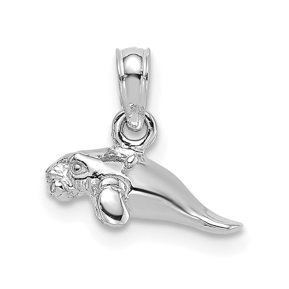 14k White Gold 12.85 mm  3-D Polished Mini Manatee Charm (1.05 grams)