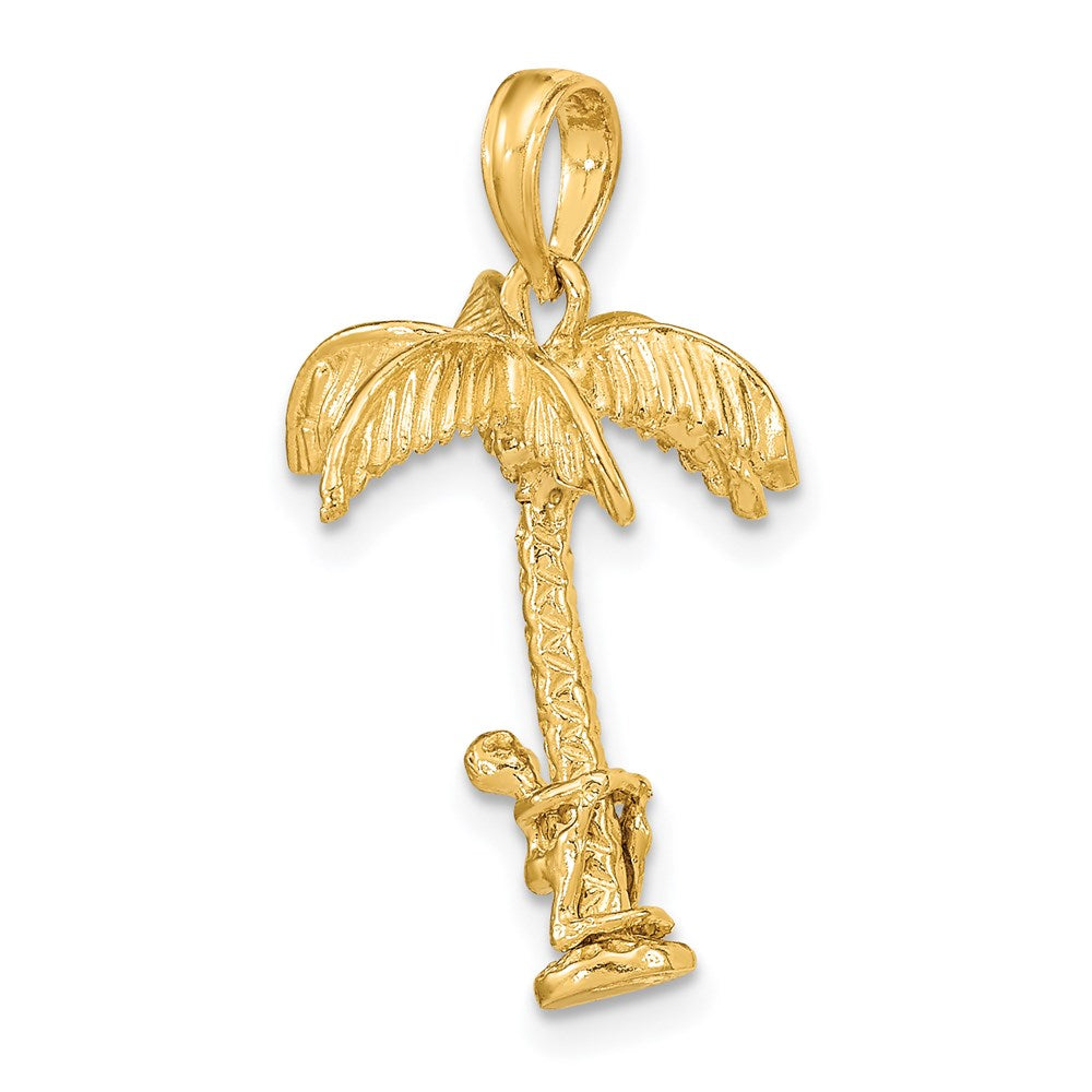 14k Yellow Gold 15.9 mm 3-D Palm Tree W/Moveable Man Charm (2.83 grams)