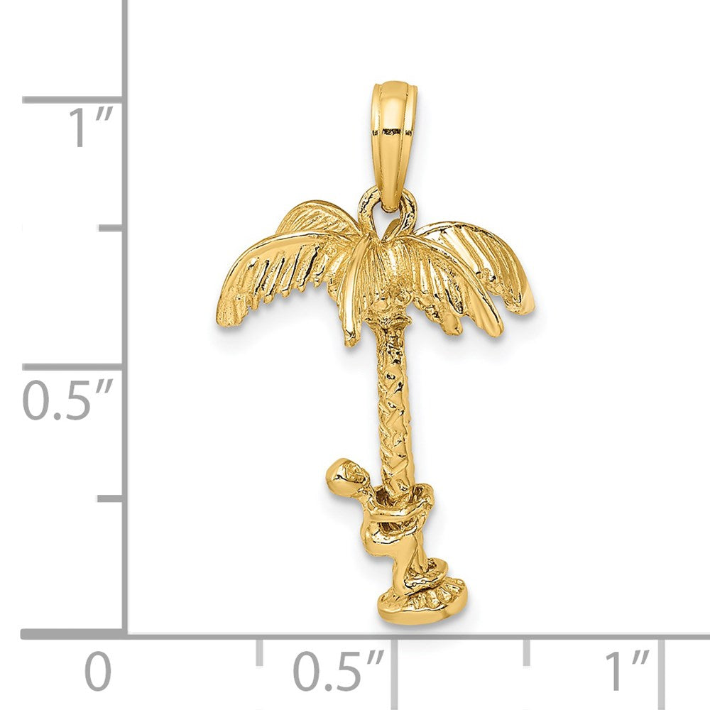 14k Yellow Gold 15.9 mm 3-D Palm Tree W/Moveable Man Charm (2.83 grams)