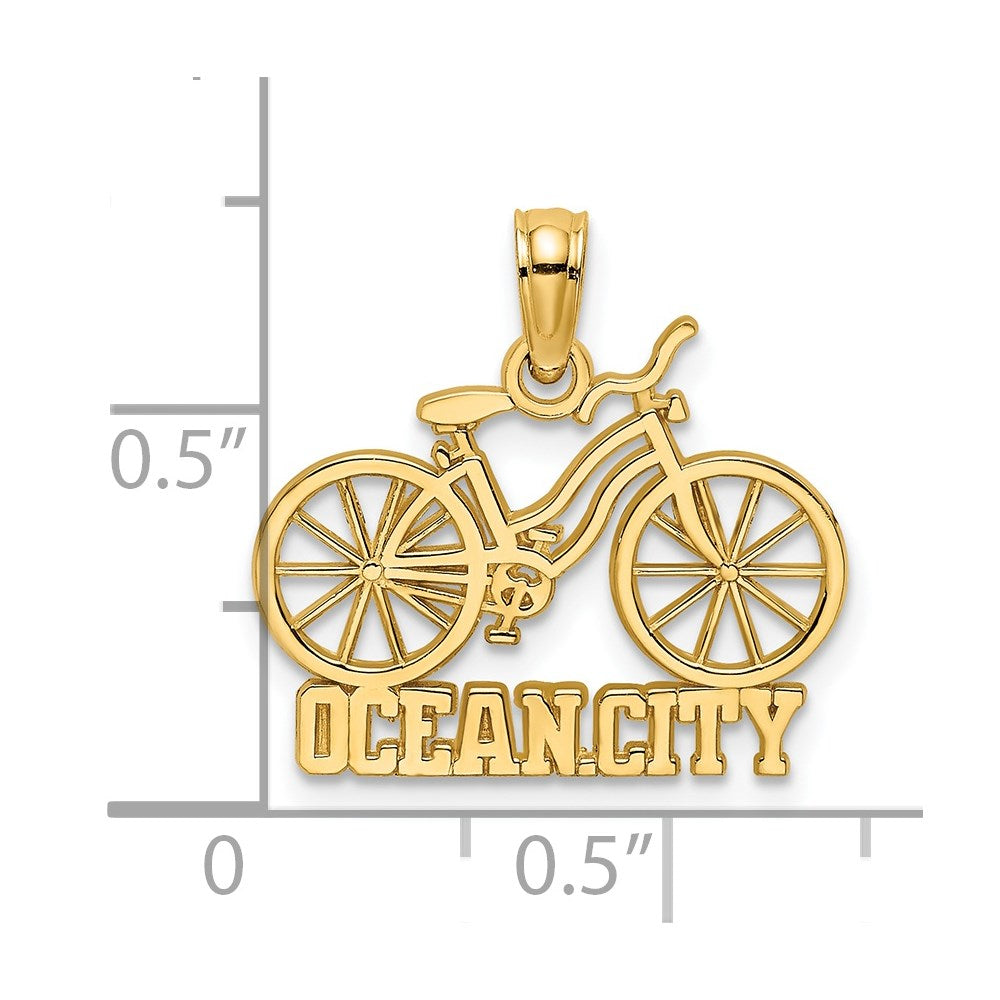 14k Yellow Gold 17.6 mm OCEAN CITY Bicycle Charm (0.98 grams)