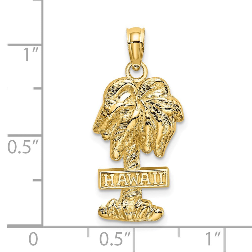 14k Yellow Gold 11.65 mm HAWAII Palm Tree Charm (1.52 grams)