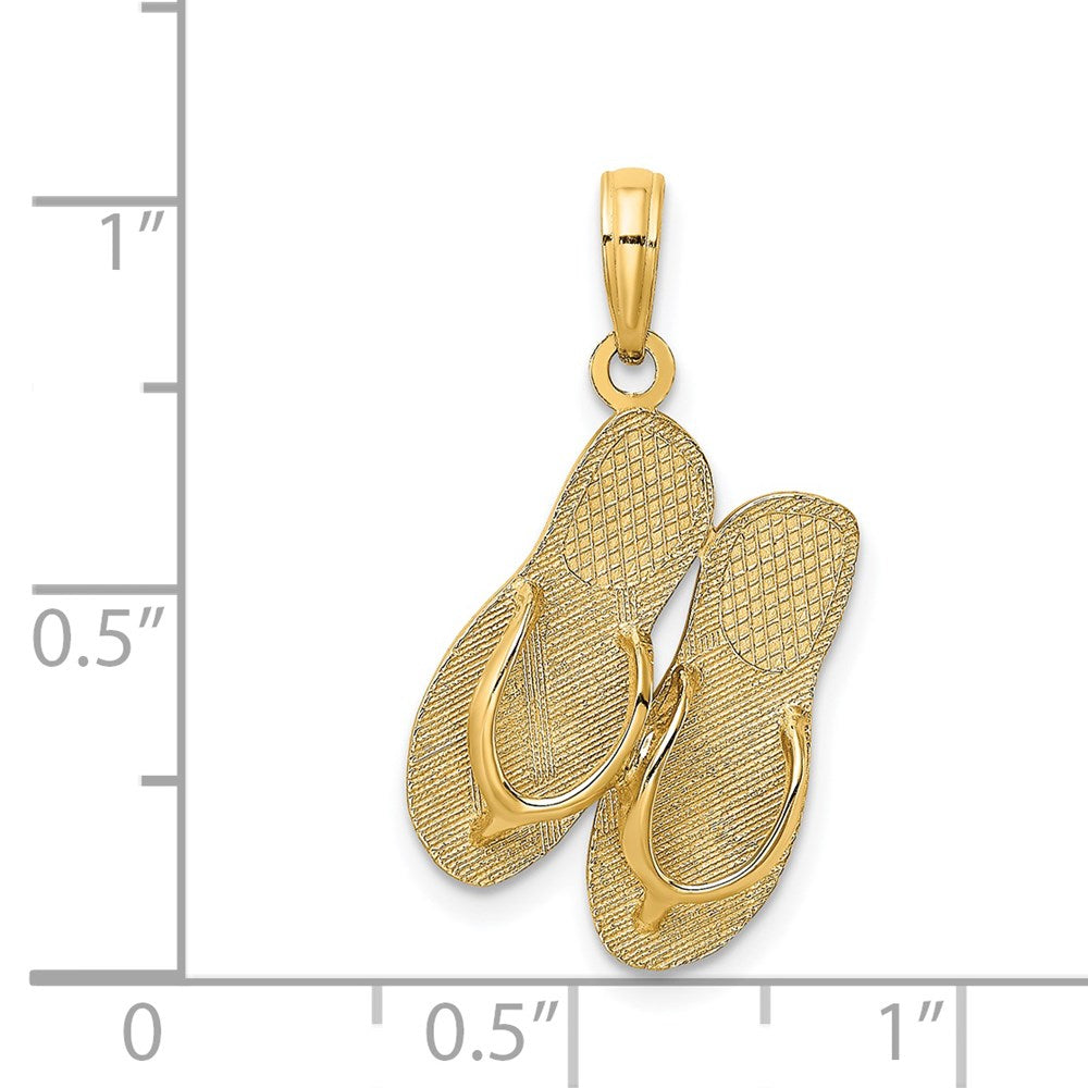 14k Yellow Gold 13.74 mm Large SAN DIEGO Double Flip-Flop Charm (1.85 grams)