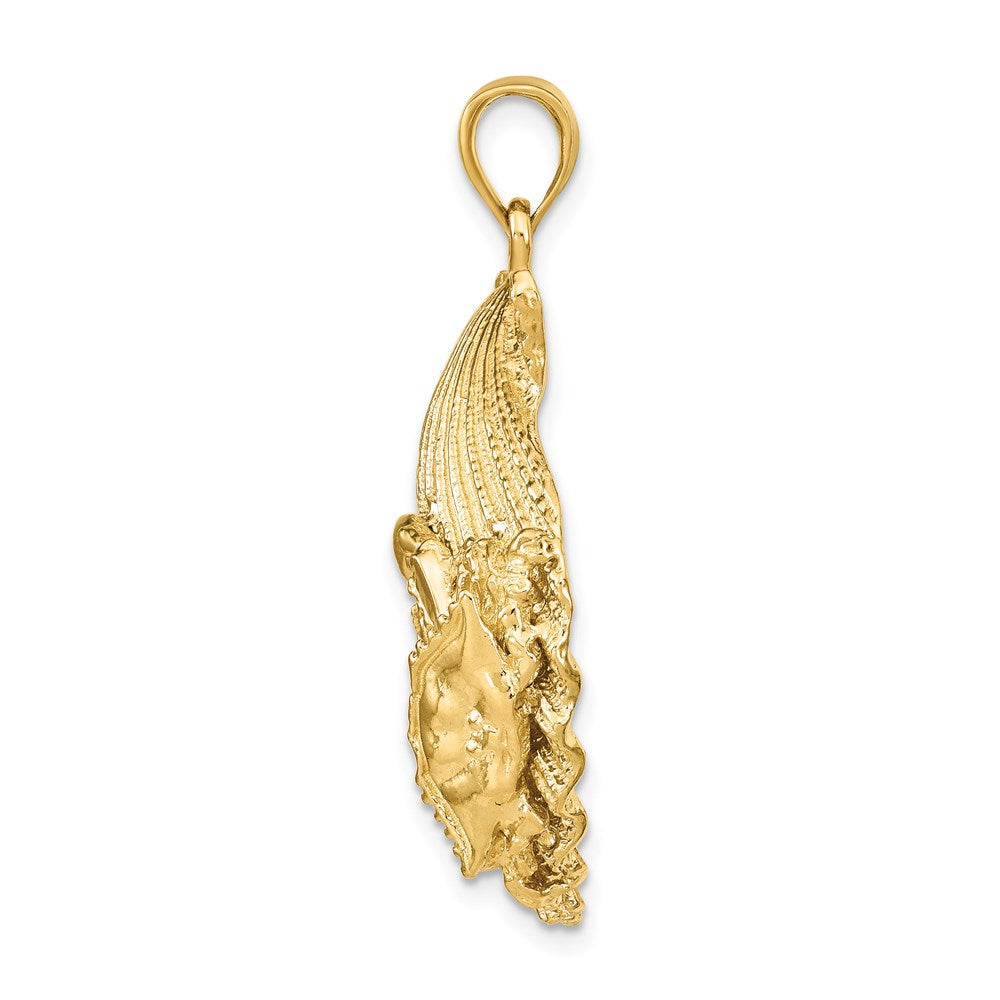 14k Yellow Gold 28 mm Scallop Shell with Crab Pendant (12.44 grams)
