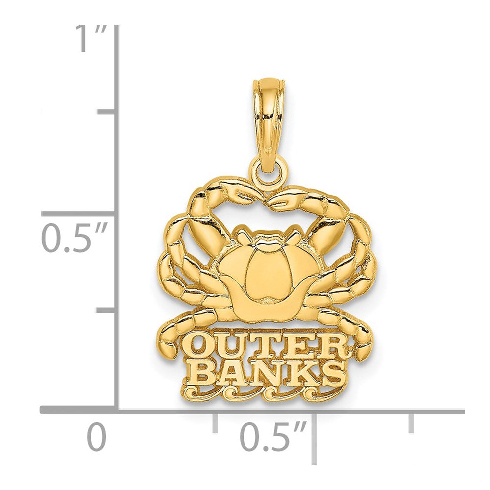 14k Yellow Gold 15.2 mm Polished OUTER BANKS Crab Charm (1.65 grams)