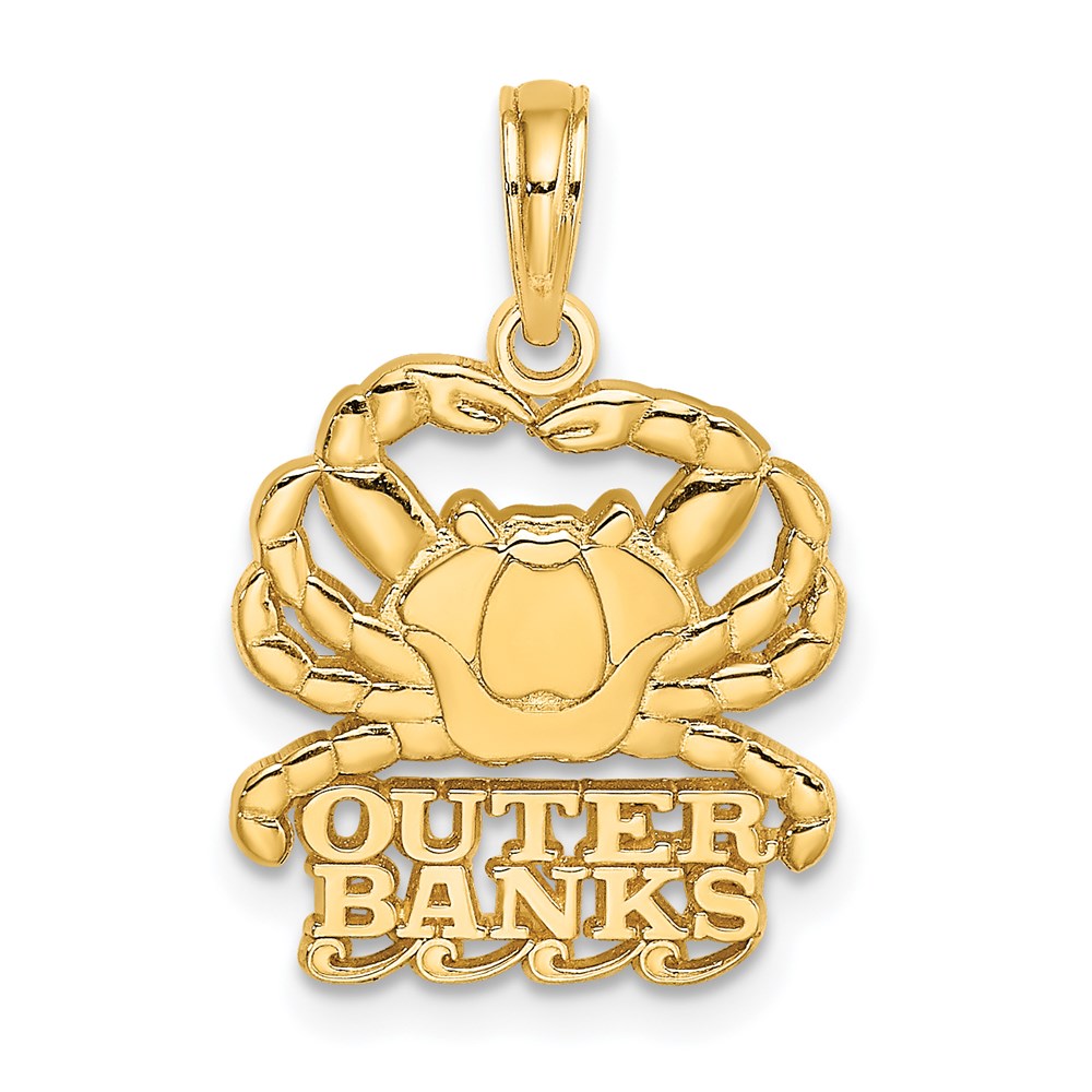 14k Yellow Gold 15.2 mm Polished OUTER BANKS Crab Charm (1.65 grams)