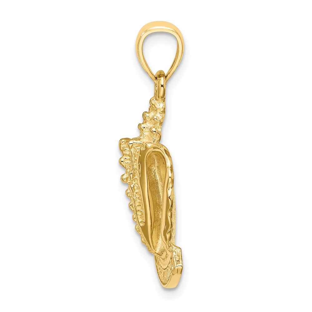 14k Yellow Gold 13.5 mm 2-D TURKS AND CAICOS Under Conch Shell Charm (2.91 grams)