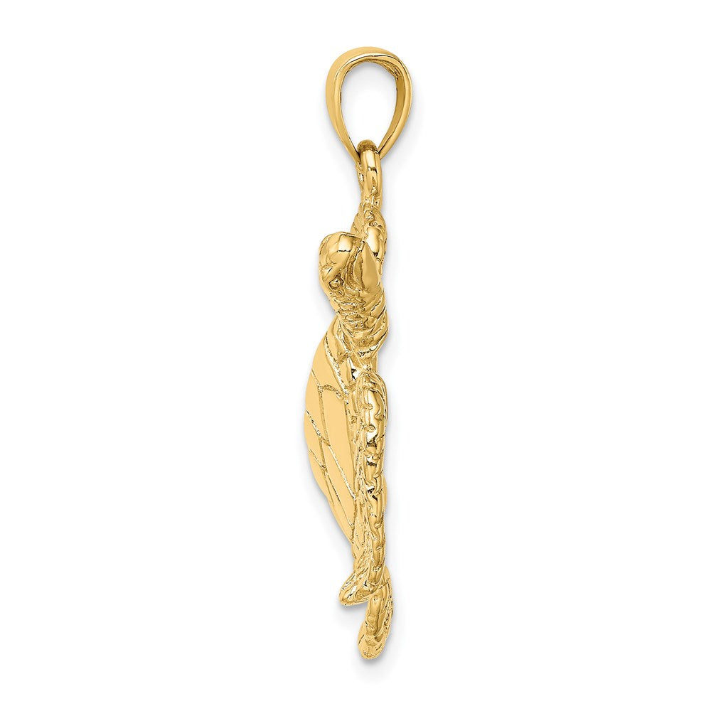 14k Yellow Gold 29.6 mm ng Sea Turtle Charm (6.81 grams)